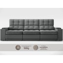 Ver imagem 5 de Sofá com Porta Copos e Carregador USB Eureka 2,30m Assento Retrátil e Reclinável Velosuede