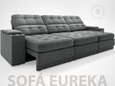 Ver imagem 3 de Sofá com Porta Copos e Carregador USB Eureka 2,30m Assento Retrátil e Reclinável Velosuede