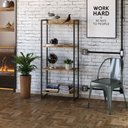 Ver imagem 2 de Kit Para Escritório Estante Areta 4 Prateleiras Mesa Industrial Aspen 90cm C01 Carvalho - Lyam