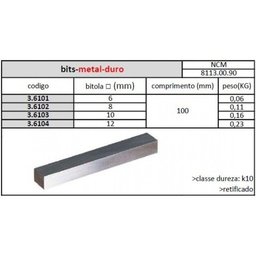 Bits Metal Duro 12 Mmx100 K10 - Jg Tools - 2