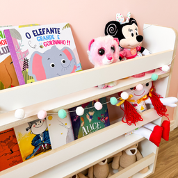 Revisteiro Estante Prateleira Infantil para Livros 70x70 Cm - Branco - 6