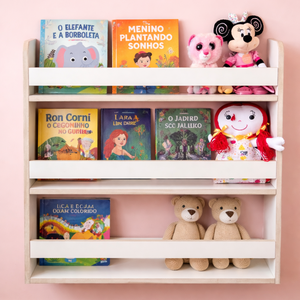 Revisteiro Estante Prateleira Infantil para Livros 70x70 Cm - Branco