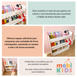 Revisteiro Estante Prateleira Infantil para Livros 70x70 Cm - Branco - 7