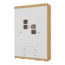Ver imagem 2 de Guarda-roupa Infantil 122cm com Vidro 4 Portas e 2 Gavetas Serena Multimóveis Mp4432 Madeirado/