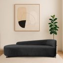 Ver imagem 1 de Divã Recamier Orgânico França 200cm Lado Esq Pés Metal Preto Linho Preto
