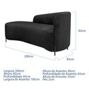 Ver imagem 6 de Divã Recamier Orgânico França 200cm Lado Esq Pés Metal Preto Linho Preto