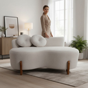 Ver imagem 2 de Namoradeira Sofá Feijão Lounge 120cm Orgânica Bouclé Cinza Claro