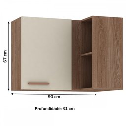 Armário Aéreo Cozinha de Canto Style 1 Porta Manchester/champagne - Fellicci - 3