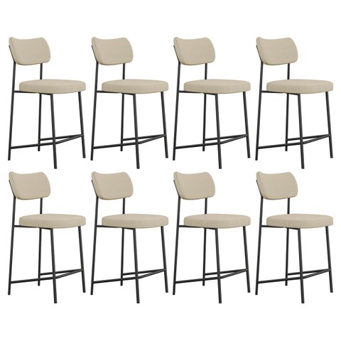 Banqueta Cozinha Média Kit 8 Milli Linho Areia A14 - Mpozenato