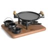 Jogo Fogareiro Bifeteira Molheiras Suporte Madeira - 1