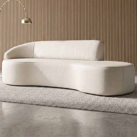 Sofá Living 4 Lugares 300cm Braço Esquerdo Mozart D06 Sintético Bege - Mpozenato