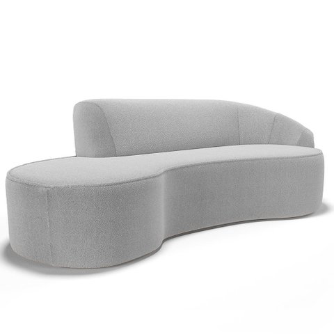 Sofá 3 Lugares Curvo Sala de Estar Living Firenze Direito D02 Bouclê Cinza 180 cm B-56 - Lyam