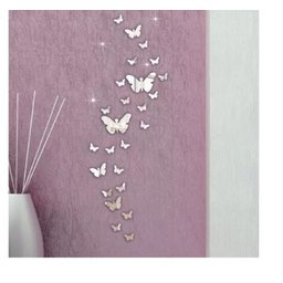 Espelho Decorativo Prata Acrílico Borboletas Quarto 30 Pçs - 2