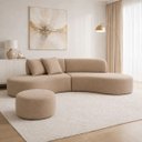 Ver imagem 3 de Sofá e Puff Orgânico Virginia 200cm Sala Suede: Cappuccino