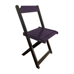 Kit 4 Mesas de Madeira Dobrável Preto 70x70 com 4 Cadeiras Dobráveis Roxo - 4