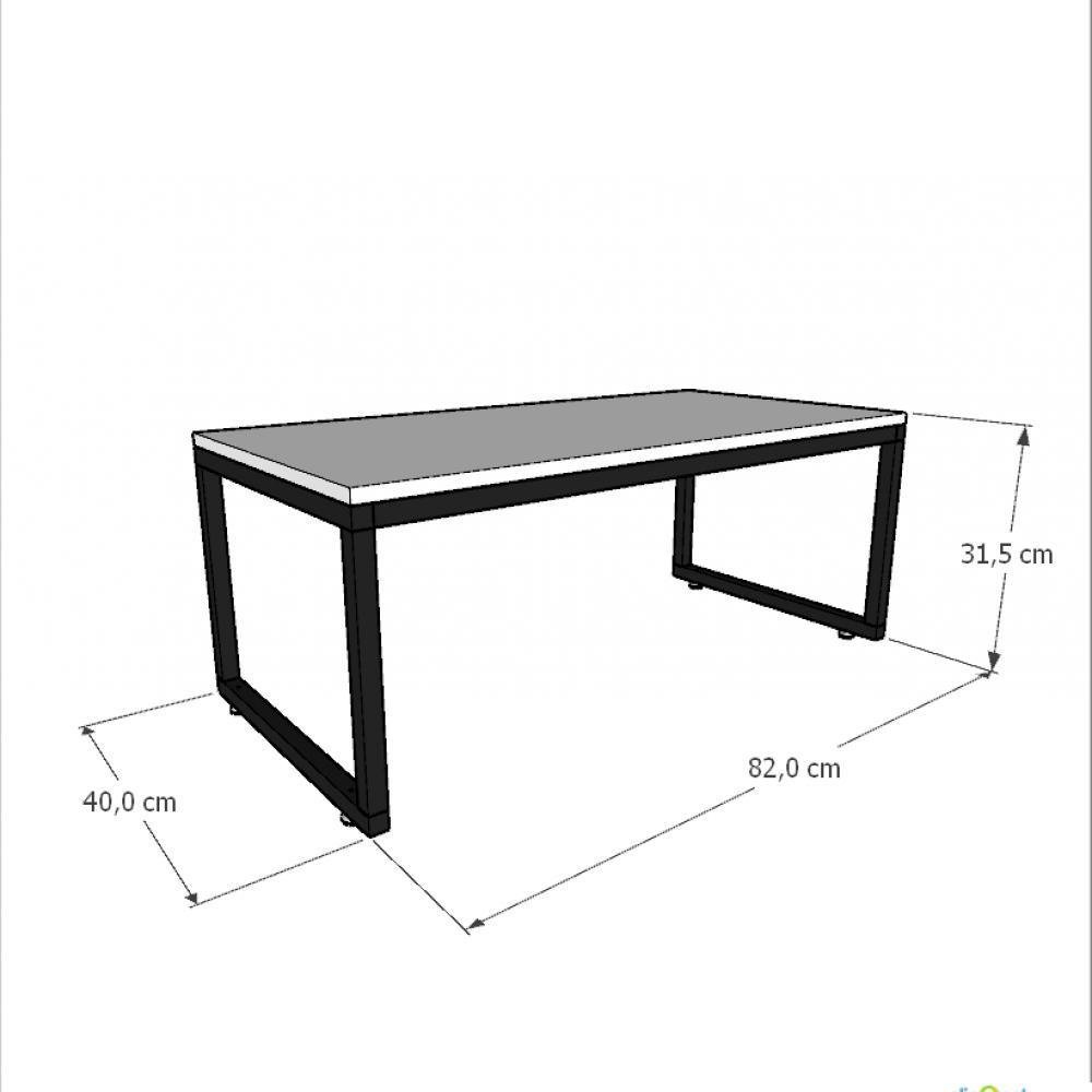 Mesa de Centro Sala Industrial Preta Quadrada Retangular Mesinha de Centro Sala Madeira - 2