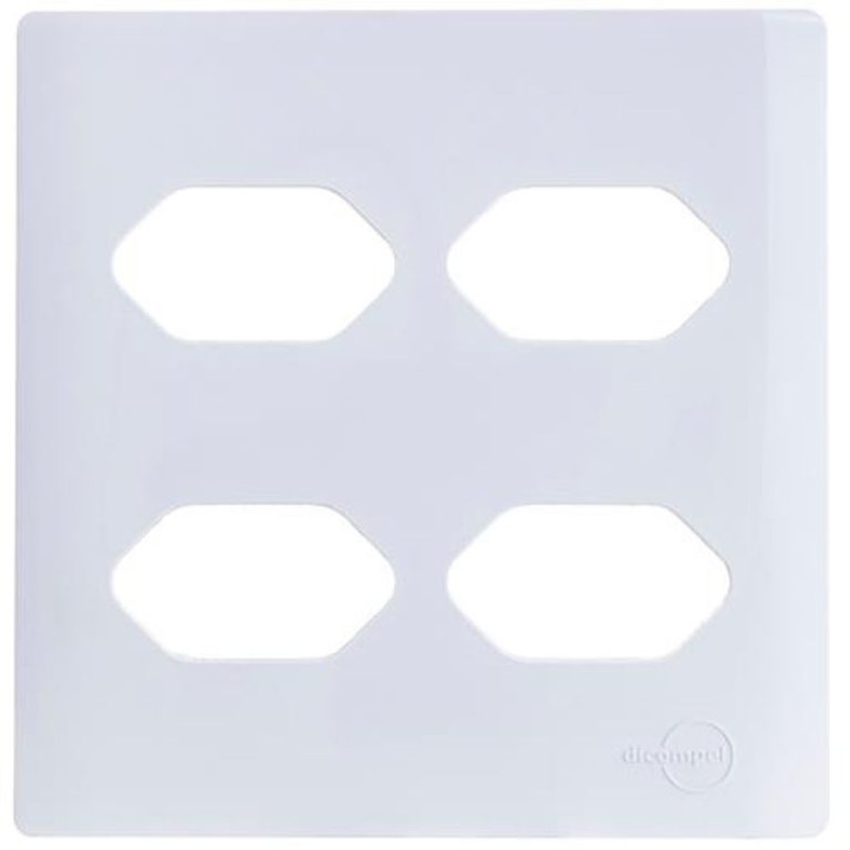 Placa 4x4 P/ 4 Tomadas Branca Novara