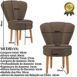 Jogo de Cadeira para Sala de Jantar Estofada Confortáveis com Pés de Madeira Moblan Decor - 3