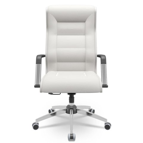 Cadeira de Escritório Giratória Presidente Base Cromada Kirk P03 Facto Branco - Lyam Decor