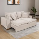 Ver imagem 1 de Sofá Confortável Retrátil Reclinável com Molas Ensacadas no Assento Tecido Linho Cru 2,10m