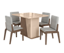 Ver imagem 2 de Conjunto Mesa com 4 Cadeiras Harmonia Marrom Carvalho/Fendi