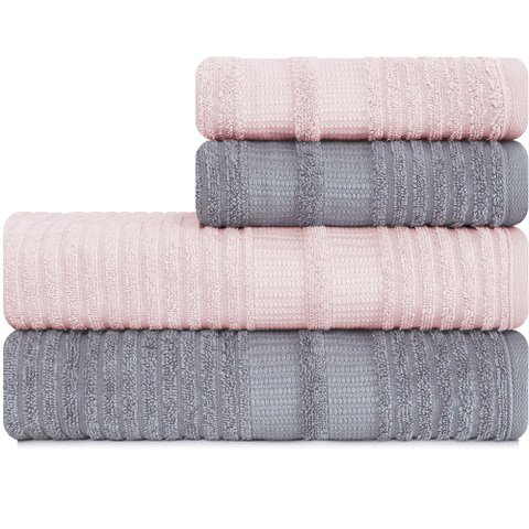 Jogo de Toalhas 4 Peças Banhão e Rosto 100 Algodão Brisa Karsten