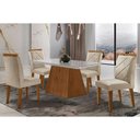 Ver imagem 1 de Sala de Jantar Completa Luna Tampo Madeirado C/ Vidro Curvo 120x80 e 4 Cadeiras Melissa Imbuia -