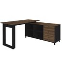 Ver imagem 6 de Mesa Escrivaninha em L com 3 Gavetas e Nichos Nexos Ipê/preto