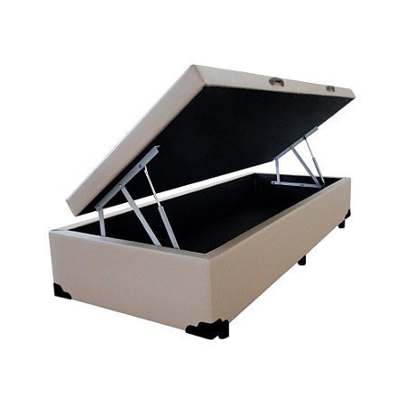 Cama Box Baú Solteirão Bege Sintético - 39x128x188