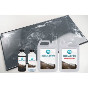 Kit Porcelanato Líquido Metálico Cinza Ferro / Branco Perola AG por M² Resinas ag