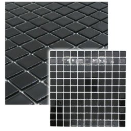 Pastilhas de Vidro Preta Cristal Brilhante Cozinha Banheiro Piscina 30x30cm - 1
