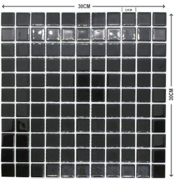 Pastilhas de Vidro Preta Cristal Brilhante Cozinha Banheiro Piscina 30x30cm - 7