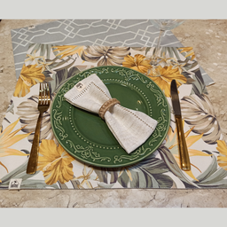 Kit Americano 6 Lugares, 40x48 Dupla Face Estampado Floral com 6 Guardanapos 40x40 100% Algodão - 5