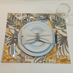 Kit Americano 6 Lugares, 40x48 Dupla Face Estampado Floral com 6 Guardanapos 40x40 100% Algodão - 4