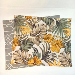 Kit Americano 6 Lugares, 40x48 Dupla Face Estampado Floral com 6 Guardanapos 40x40 100% Algodão