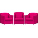 Ver imagem 1 de Kit 3 Poltronas Decorativa para Sala Manicure Recepção Mila Corino Pink Pés de Plástico Cromado