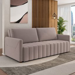 Sofá-cama Decorativo Retrátil Thanos 2 Lugares 192cm Veludo Rosê G45 - Gran Belo - 2