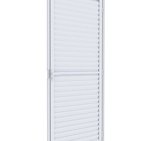 Porta de Alumínio de Giro Laminada Ventilada 215x95cm Lucasa Ideale Abertura Direita Branco