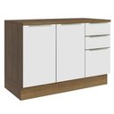 Ver imagem 1 de Balcão de Pia 120 cm 2 Portas 3 Gavetas Rustic/Branco Veludo Lux Madesa