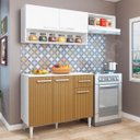 Ver imagem 1 de Cozinha Modulada Pequena Madri 165 Cm 2 Peças 5 Portas 1 Gaveta Mdp Branco Canelado - Clicklar