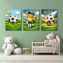 Ver imagem 4 de Kit 3 Quadro Decorativo Futebol Infantil Quarto Menino Bebê Moderno 40x28cm