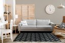 Ver imagem 1 de Tapete Sala ou Quarto Antiderrapante 2,50M x 1,32M Arabesco Geométrico Preto e Branco