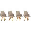 Ver imagem 1 de Kit 4 Cadeiras Sala Jantar Suria 1c002ca Premium Madeira Maciça 4 Un Carvalho/linho Bege Fendi -