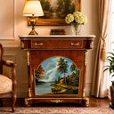 Ver imagem 2 de Dunquerque Clássica com Tampo de Mármore com Pintura a Mão e Apliques em Bronze 104X94X45 cm