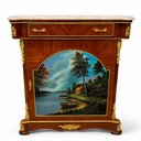 Ver imagem 1 de Dunquerque Clássica com Tampo de Mármore com Pintura a Mão e Apliques em Bronze 104X94X45 cm