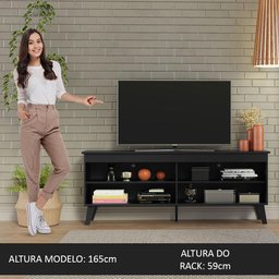 Rack para Tv até 65 Polegadas com Pés Preto Turim Madesa - 4