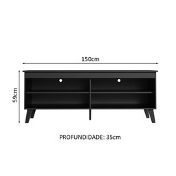 Rack para Tv até 65 Polegadas com Pés Preto Turim Madesa - 3