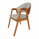 Ver imagem 2 de Kit 4 Cadeira Sala Jantar Madeira Maciça Linho Hélen Facto Ocre:Bege Linho/Cerejeira
