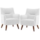 Ver imagem 1 de Kit 02 Poltronas Decorativa Fixa Pés de Madeira Isabella D02 Corano Branco C-12 - Lyam Decor