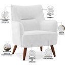 Ver imagem 4 de Kit 02 Poltronas Decorativa Fixa Pés de Madeira Isabella D02 Corano Branco C-12 - Lyam Decor